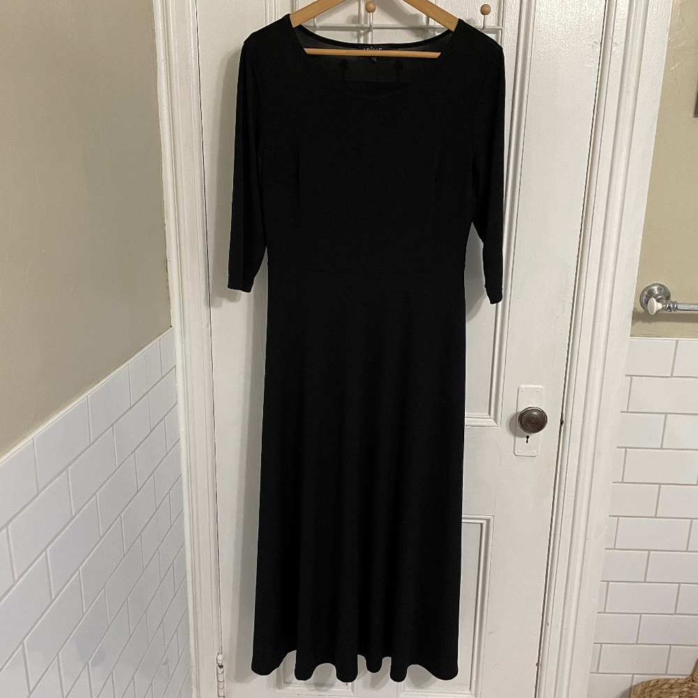 Lbisse Black Midi Dress, Size Large